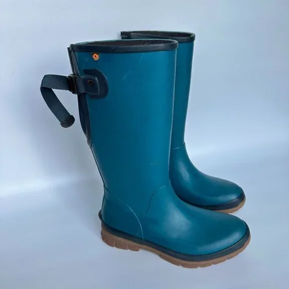 BOGS Women's Size 6 Amanda II Tall Rain Boot Teal Blue Outdoors Gardening Farm - Picture 1 of 9